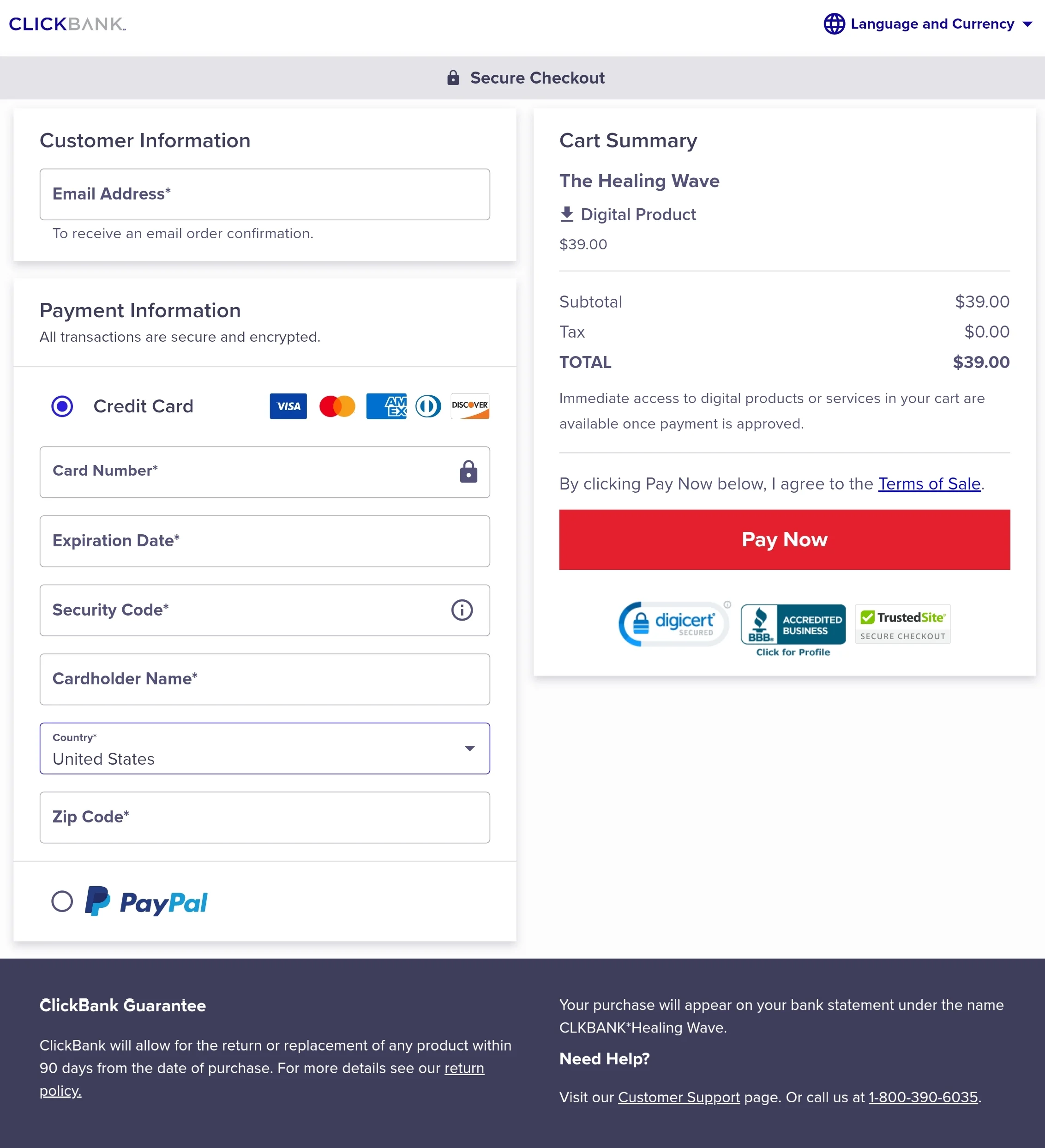 The Healing Wave order form